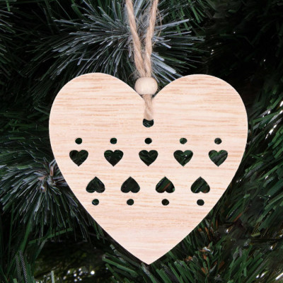 Vánoční dřevěné ozdoby - Srdce, sada 6ks