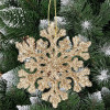 Vánoční ozdoby - Sněhové vločky se třpytkami 8cm, zlaté, sada 8ks