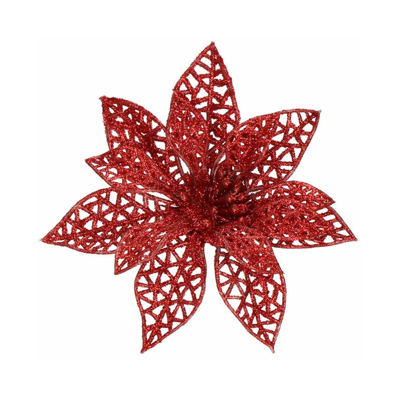 Vánoční hvězda s klipem 9x9 cm červená Vánoční hvězda s klipem 9x9 cm červená