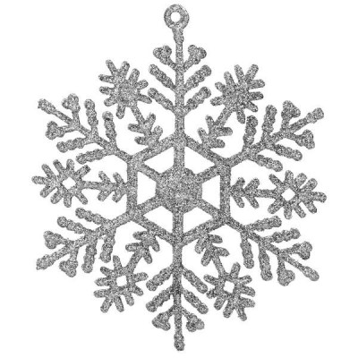 Vánoční ozdoby - Sněhové vločky se třpytkami 10cm, stříbrné, sada 12ks