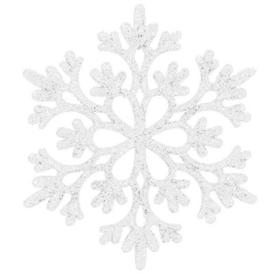 Vánoční ozdoby - Sněhové vločky se třpytkami 10cm, bílé, sada 12ks