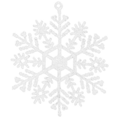 Vánoční ozdoby - Sněhové vločky se třpytkami 10cm, bílé, sada 12ks