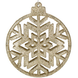 Vánoční ozdoba - Sněhová vločka se třpytkami 12cm, zlatá