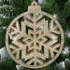 Vánoční ozdoba - Sněhová vločka se třpytkami 12cm, zlatá