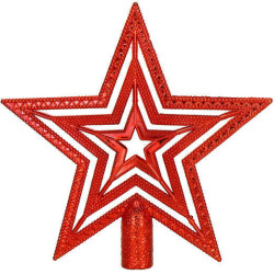 Hvězda na vánoční stromeček 10 cm červená