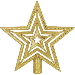 Hvězda na vánoční stromeček 15 cm zlatá