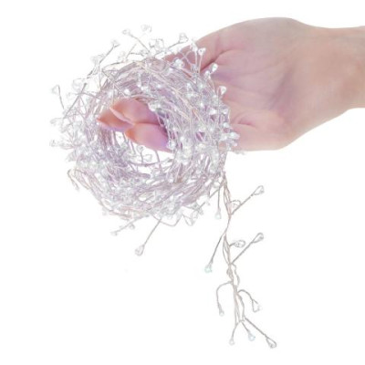 LED řetěz Nano Ježek - 3m, 100LED, 3xAA, studená bílá