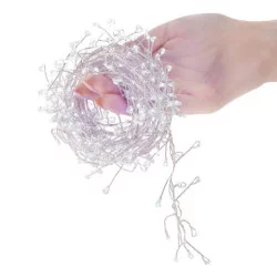 LED řetěz Nano Ježek - 3m, 100LED, 3xAA, studená bílá