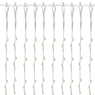 LED závěs Nano krápníky - 3x2m, 400LED, 8 funkcí, IP44, teplá bílá