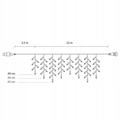 LED krápníky - 14,5m, 300LED, IP44, studená bílá + záblesky