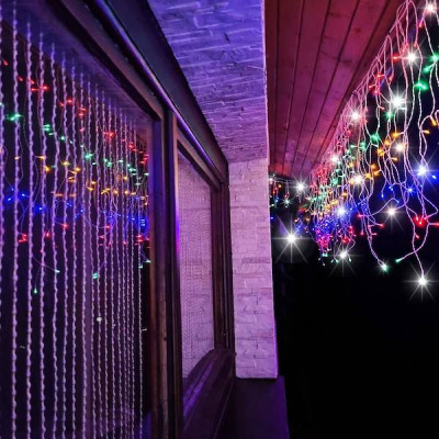 LED krápníky - 14,5m, 300LED, IP44, multicolor + záblesky