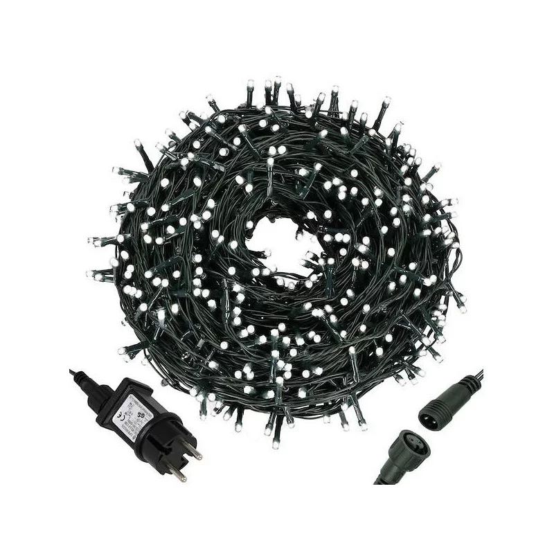 LED světelný řetěz - 17,5m, 300LED, 8 funkcí, IP44, studená bílá LED světelný řetěz - 17,5m, 300LED, 8 funkcí, IP44, studená bílá