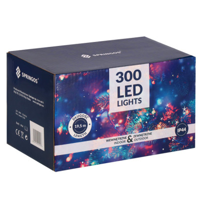 LED světelný řetěz - 19,5m, 300LED, IP44, multicolor