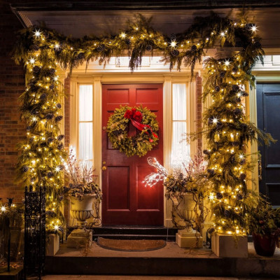 LED světelný řetěz - 19,5m, 300LED, IP44, teplá bílá + záblesky