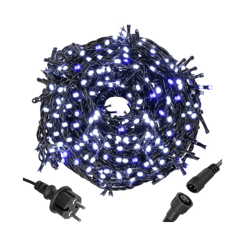 LED světelný řetěz - 19,5m, 300LED, IP44, studená bílá + záblesky LED světelný řetěz - 19,5m, 300LED, IP44, studená bílá + záblesky