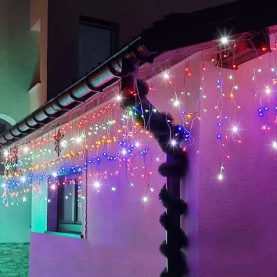 LED krápníky - 22,5m, 500LED, IP44, multicolor + záblesky
