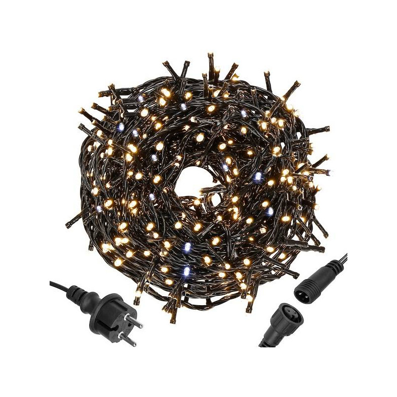 LED světelný řetěz - 31,5m, 500LED, IP44, teplá bílá + záblesky LED světelný řetěz - 31,5m, 500LED, IP44, teplá bílá + záblesky