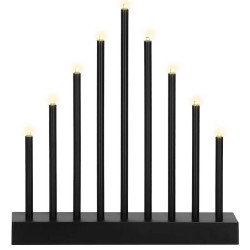 LED vánoční svícen - 9 svíček, 27cm, 3xAA, černý
