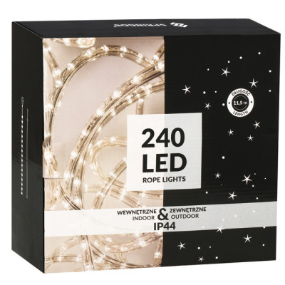 LED světelná hadice - 10m, 240LED, 8 funkcí, IP44, teplá bílá
