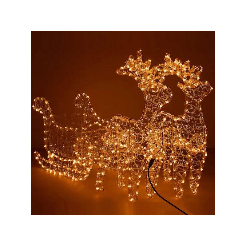 LED Sobí dvojspřeží se saněmi - 150cm, 480LED, IP44, teplá bílá LED Sobí dvojspřeží se saněmi - 150cm, 480LED, IP44, teplá bílá
