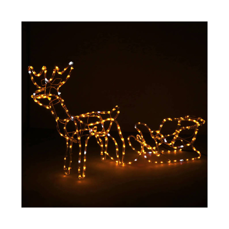 LED Sob se saněmi - 150cm, 264LED, IP44, teplá bílá + záblesky LED Sob se saněmi - 150cm, 264LED, IP44, teplá bílá + záblesky