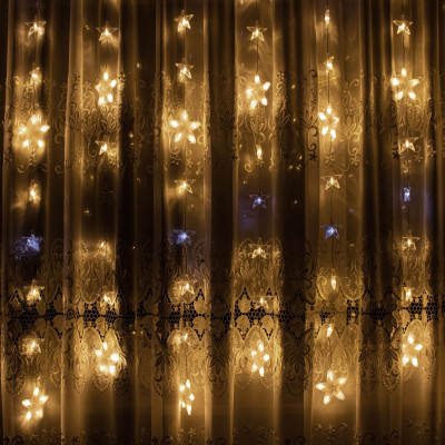 LED světelný závěs Hvězdy - 2x1,6m, 180LED, IP44, teplá bílá + záblesky
