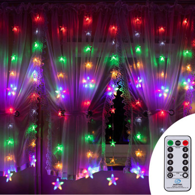 LED světelný závěs Hvězdy - 2x1,1m, 136LED, 8 funkcí, ovladač, IP44, multicolor