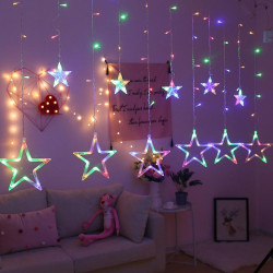 LED světelný závěs Hvězdy - 2x0,9m, 138LED, 8 funkcí, IP44, multicolor