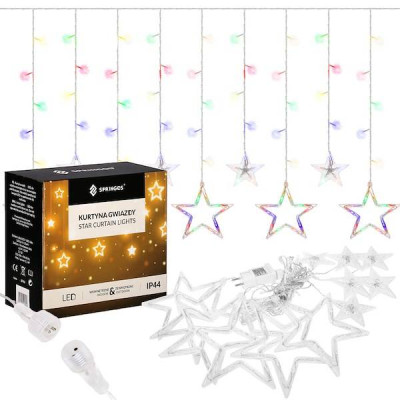 LED světelný závěs Hvězdy - 2x0,9m, 138LED, 8 funkcí, IP44, multicolor