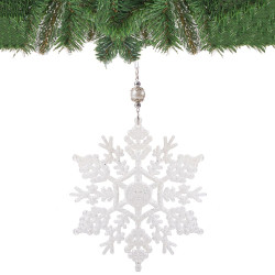 Vánoční ozdoba - Vločka s perlou a třpytkami bílá, 17cm