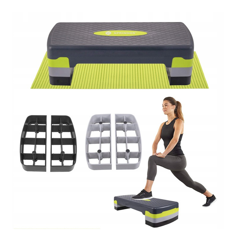 Stepper aerobic můstek 3-stupně 68x28 cm SPRINGOS FA0203 + kroková podložka zdarma Stepper aerobic můstek 3-stupně 68x28 cm SPRINGOS FA0203 + kroková podložka zdarma