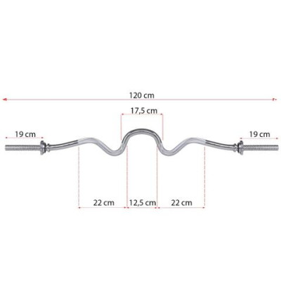 Vzpěračská tyč EZ COMBO 120cm  25mm lomená SPRINGOS