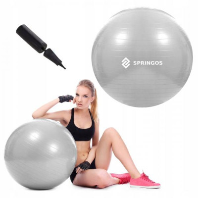 Gymnastický míč 75 cm + pumpička SPRINGOS DYNAMIC šedý