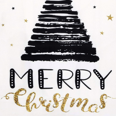 Povlak na polštář 40x40 cm Merry Christmas, bílo-černý