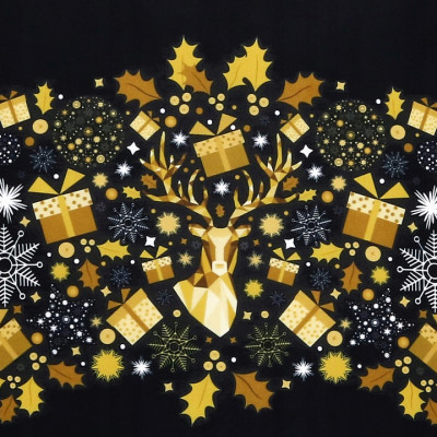 Povlak na polštář 40x40 cm Merry Christmas, černo-zlatý