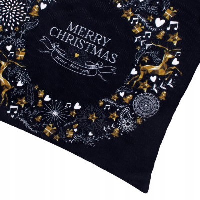 Povlak na polštář 40x40 cm Merry Christmas, černo-bílý