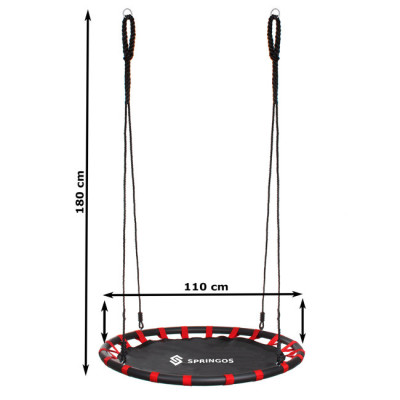 Zahradní houpačka SPRINGOS ČAPÍ HNÍZDO 110 cm černáčervená