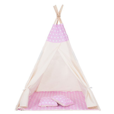 Teepee stan pro děti SPRINGOS Růžový s puntíky