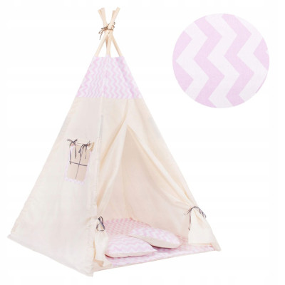 Teepee stan pro děti SPRINGOS Růžový Zigzag