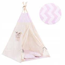 Teepee stan pro děti SPRINGOS Růžový Zigzag