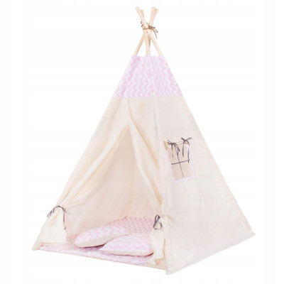 Teepee stan pro děti SPRINGOS Růžový Zigzag