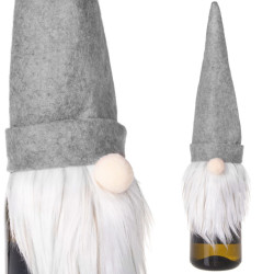 Vánoční obleček na láhev Gnom s šedou čepicí
