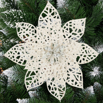 Vánoční hvězda s klipem 11x11 cm, bílá