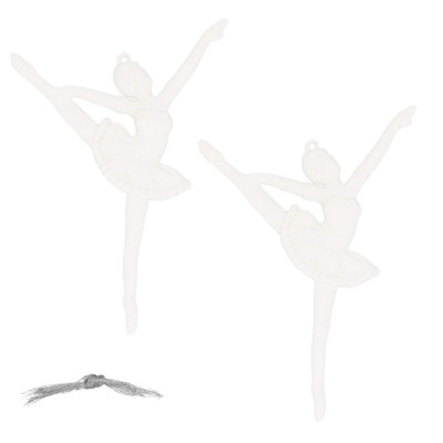 Vánoční ozdoby - Baletka, bílá, sada 2ks