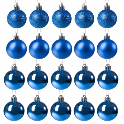 Vánoční baňky tmavě modré mix - 4cm, sada 20ks