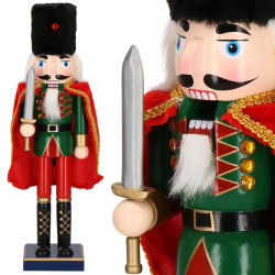 Louskáček - Voják s šavlí 38 cm, zeleno-červený