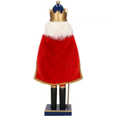 Louskáček - Král s žezlem 38 cm, modro-červený