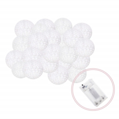 LED světelný řetěz Bavlněné koule 6cm - 6m, 30LED, 3xAA, teplá bílá