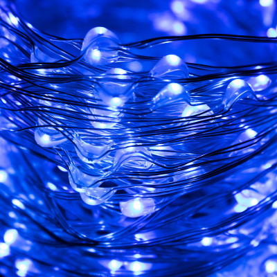 LED řetěz Nano - 48m, 480LED, 8 funkcí, IP44, modrá