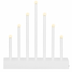 LED vánoční svícen - 7 svíček, 20cm, 3xAA, bílý